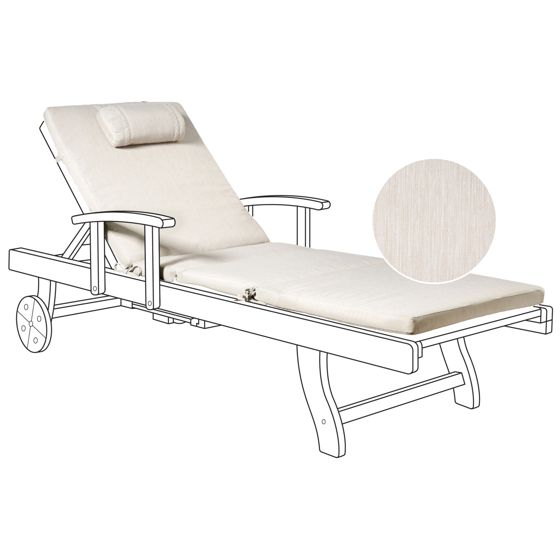 Aurinkotuolin pehmuste TOSCANA/JAVA/AMANTEA PREMIUM 189 x 58 cm Vaaleanbeige