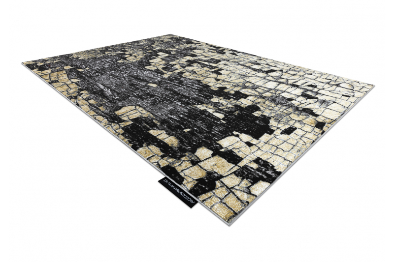 Matto DE LUXE moderni 2079 katukivet tiili - Rakenteellinen kulta / harmaa 200x290 cm