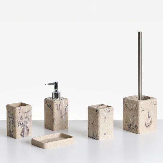 Kylpyhuonesetti 5 osaa VILCANOTA Beige marmorikuvio