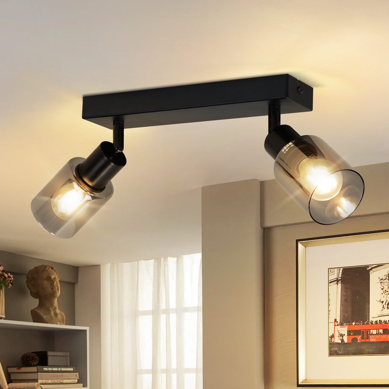 NETTLIFE - kattovalaisin spotti 2 liekkiä musta teollinen E14- kattovalaisin olohuoneeseen