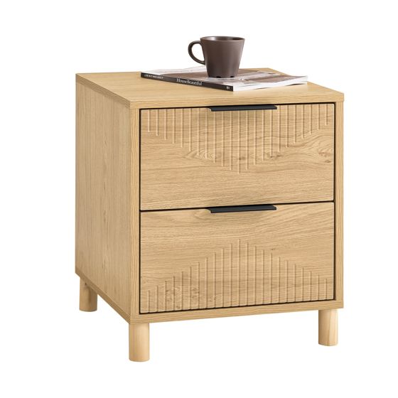 SoBuy 2-laatikkonen yöpöytä luonnonpuusta FBT166-N 40x42x47 cm