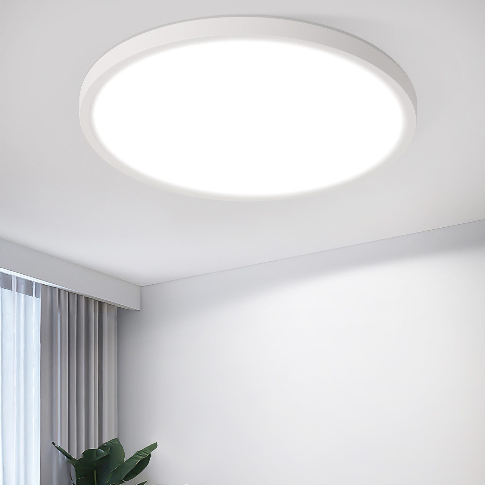 NETTLIFE litteä, LED - kattovalaisin, makuuhuoneeseen, musta, 18cm, 15W, ei - himmennettävä, lämmin Valkoinen, 3000K