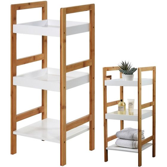 3-kerroksinen bambuinen kylpyhuoneen hylly 30x30x72 cm