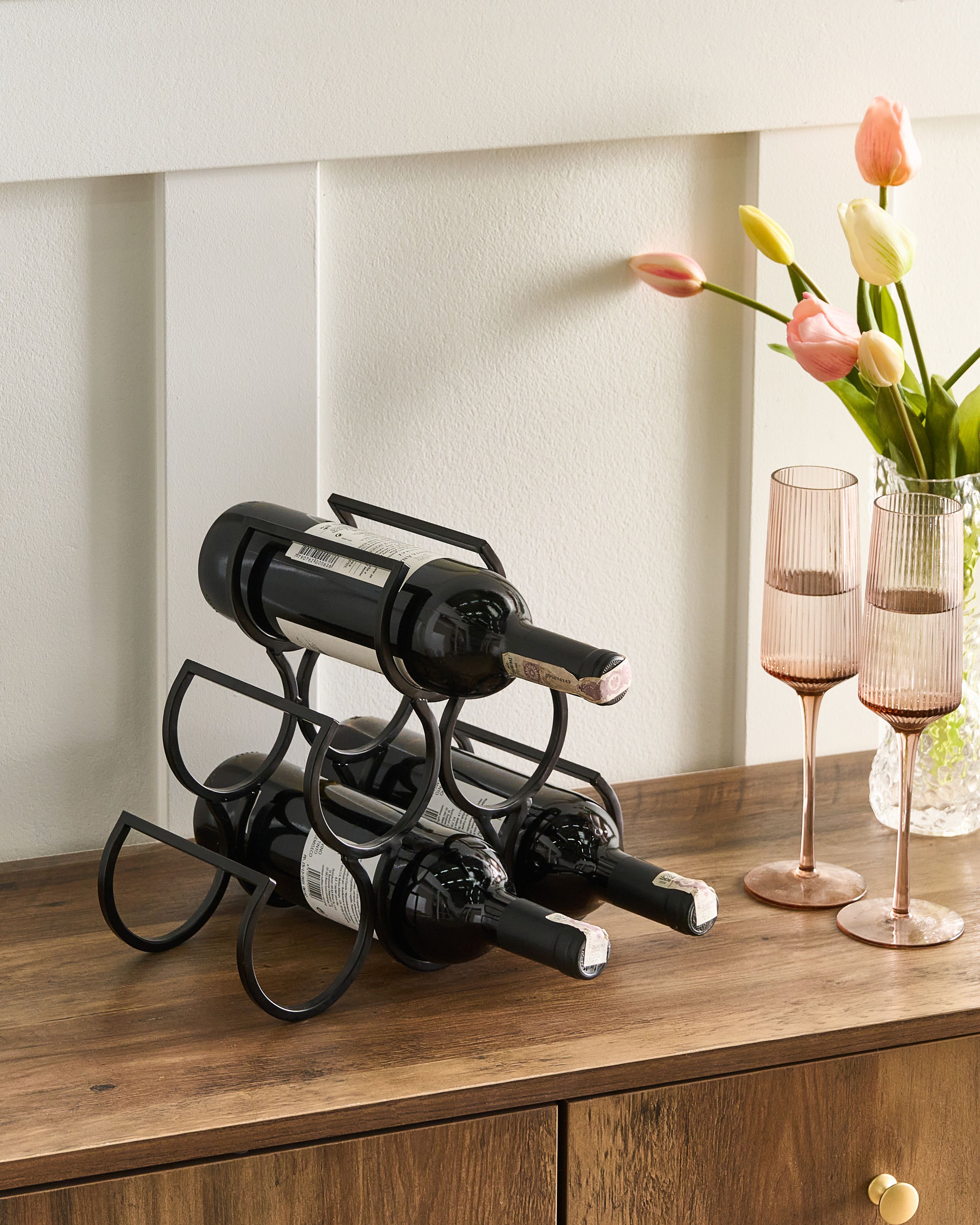 Viinipulloteline LURGAN metalli Musta