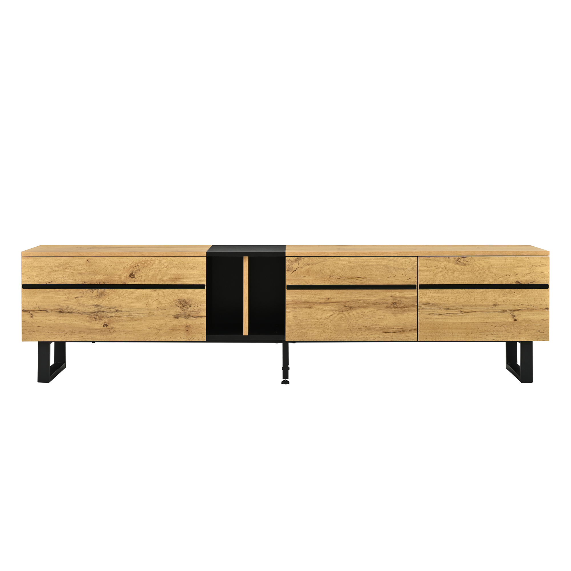 TV-taso 180x38x45 cm puinen säilytyksellä ja liukuovilla