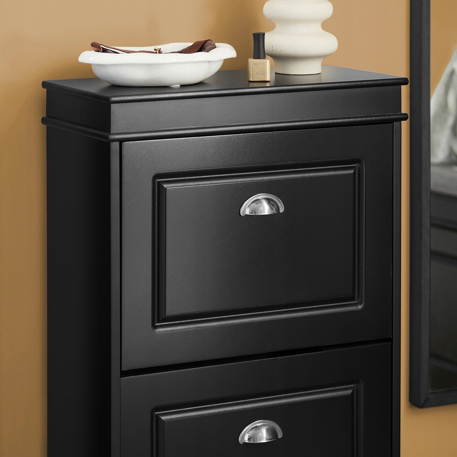 SoBuy Kenkäkaappi FSR78-SCH 2-ovinen puukuitulevy, musta