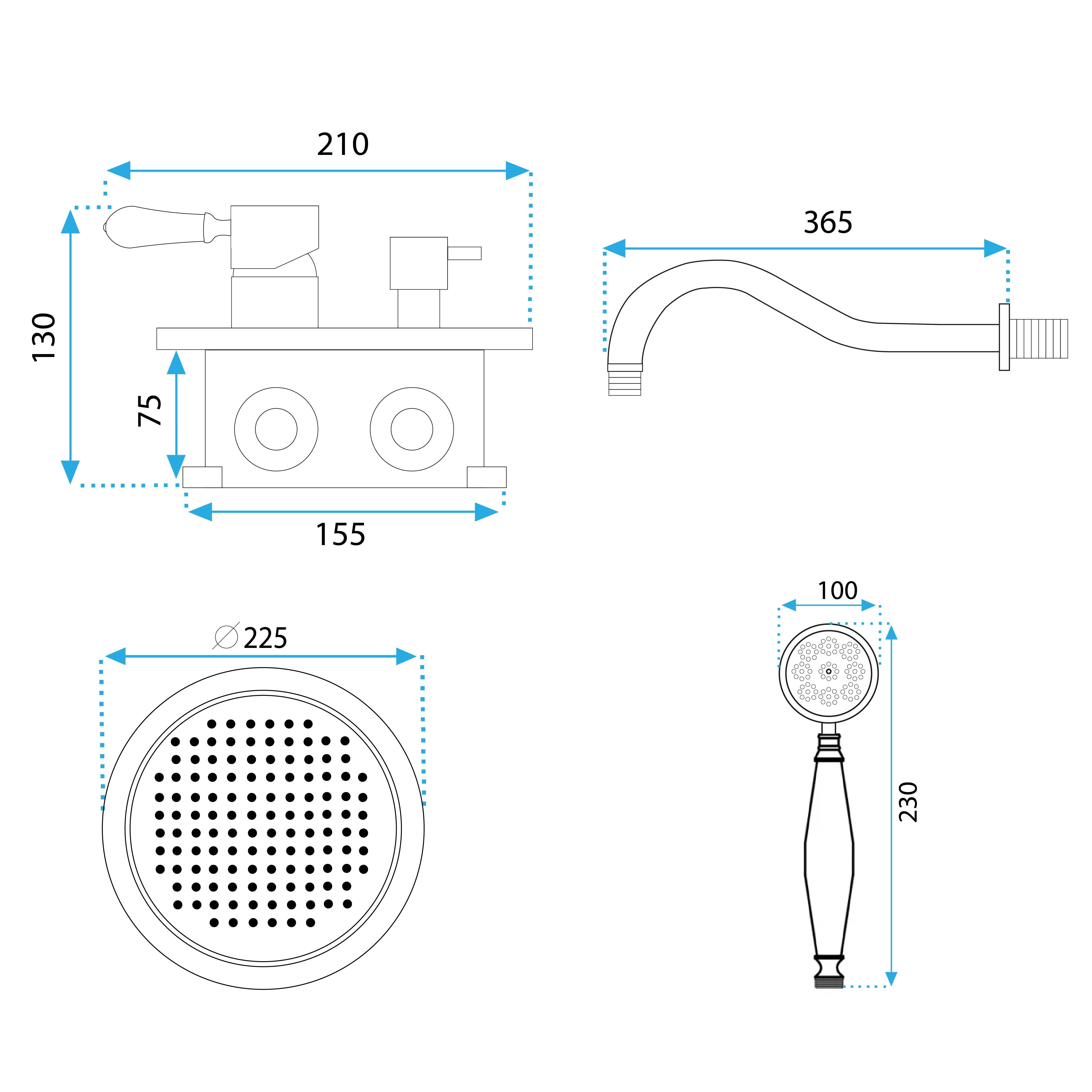 REA upotettava suihkusetti SERRA musta, 48X22,5X23CM