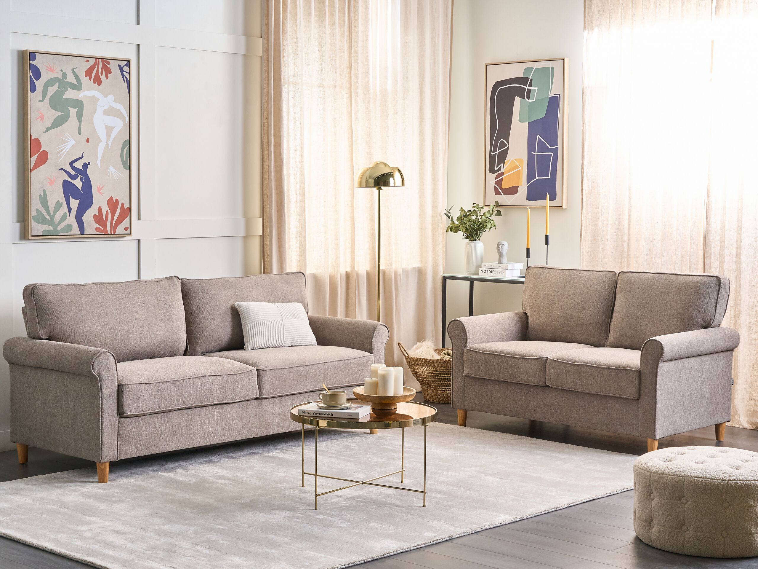 Sohvaryhmä 5-istuttava RONNEBY kangas Vaaleanruskea