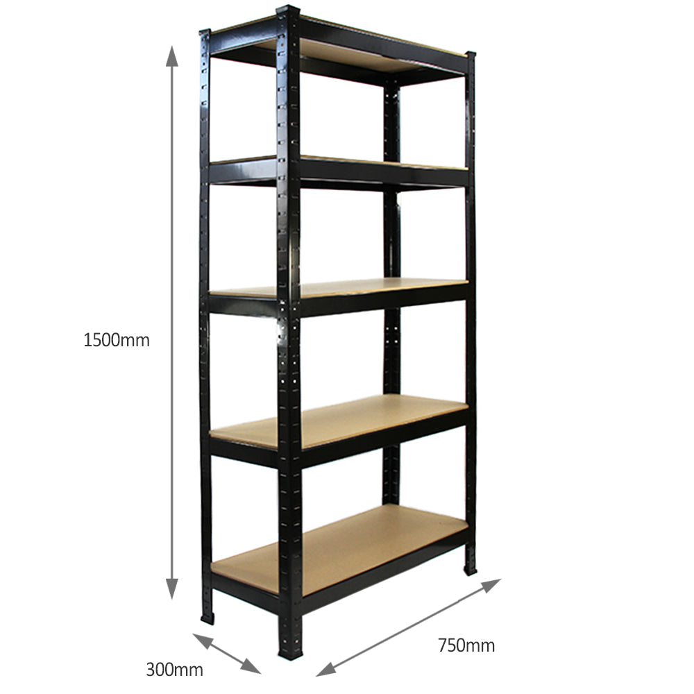Monster Racking T-Rax -hyllykkö, kestävä, musta, leveys 75 cm, syvyys 30 cm, 2 kpl:n setti