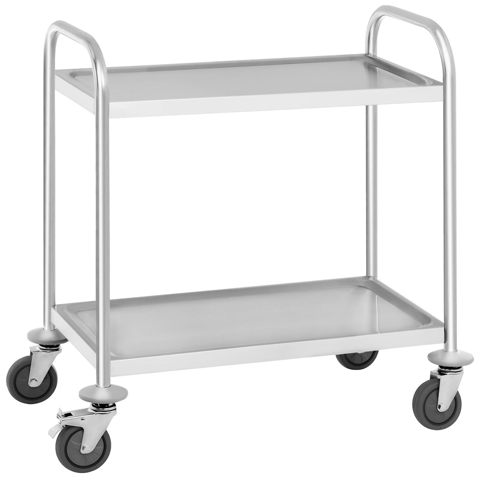 2-hyllyinen tarjoiluvaunu ruostumattomasta teräksestä, jopa 150 kg