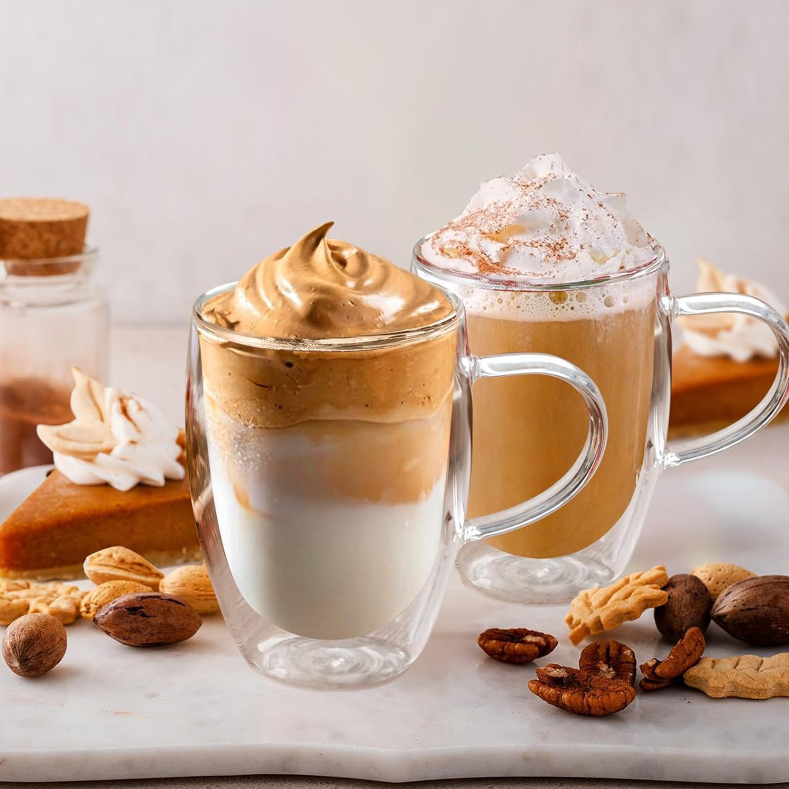 Erä 2 Lasia Kahva 350ml Borosilikaattilasi Kestävä