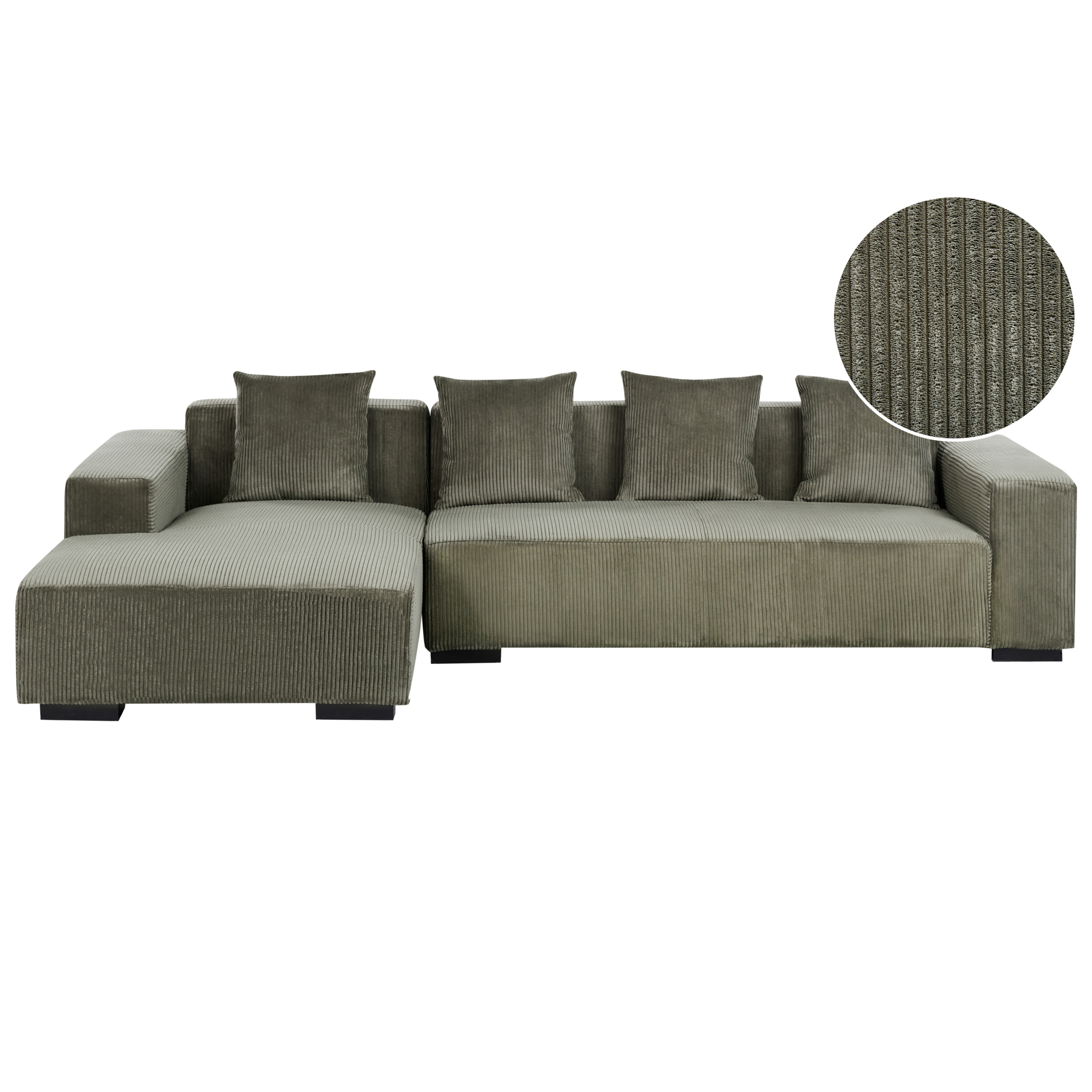 Kulmasohva LUNGO vakosametti Vihreä 4-istuttava Oikea