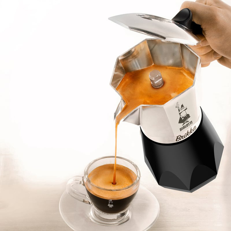 Bialetti Brikka 4-kupin kahvinkeitin 170 ml hopean ja mustan värinen (8006363040563)
