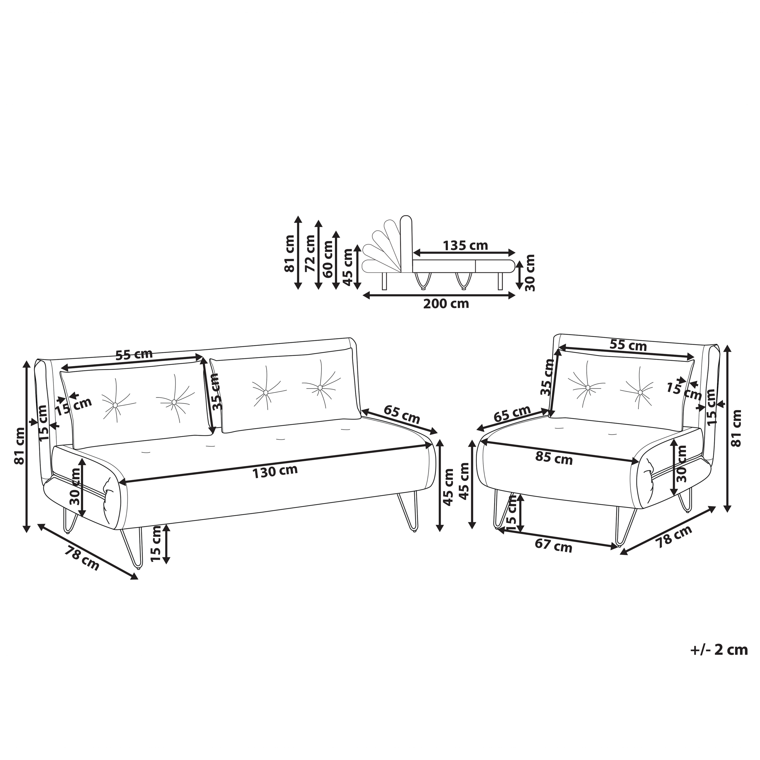 Sohvaryhmä 3-istuttava VESTFOLD kangas Oliivinvihreä