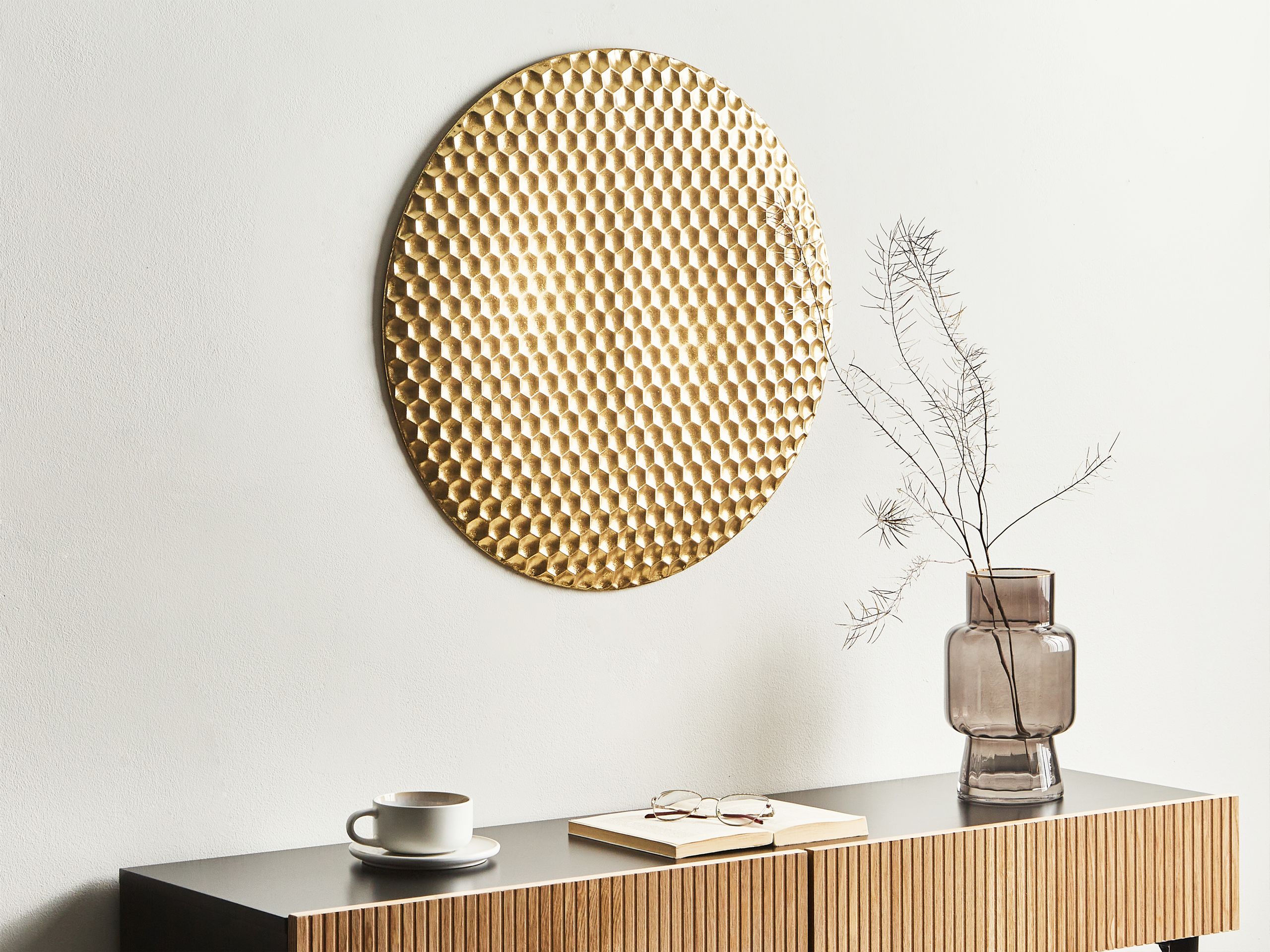 Seinäkoriste CAMARATE metalli 60 cm Kulta