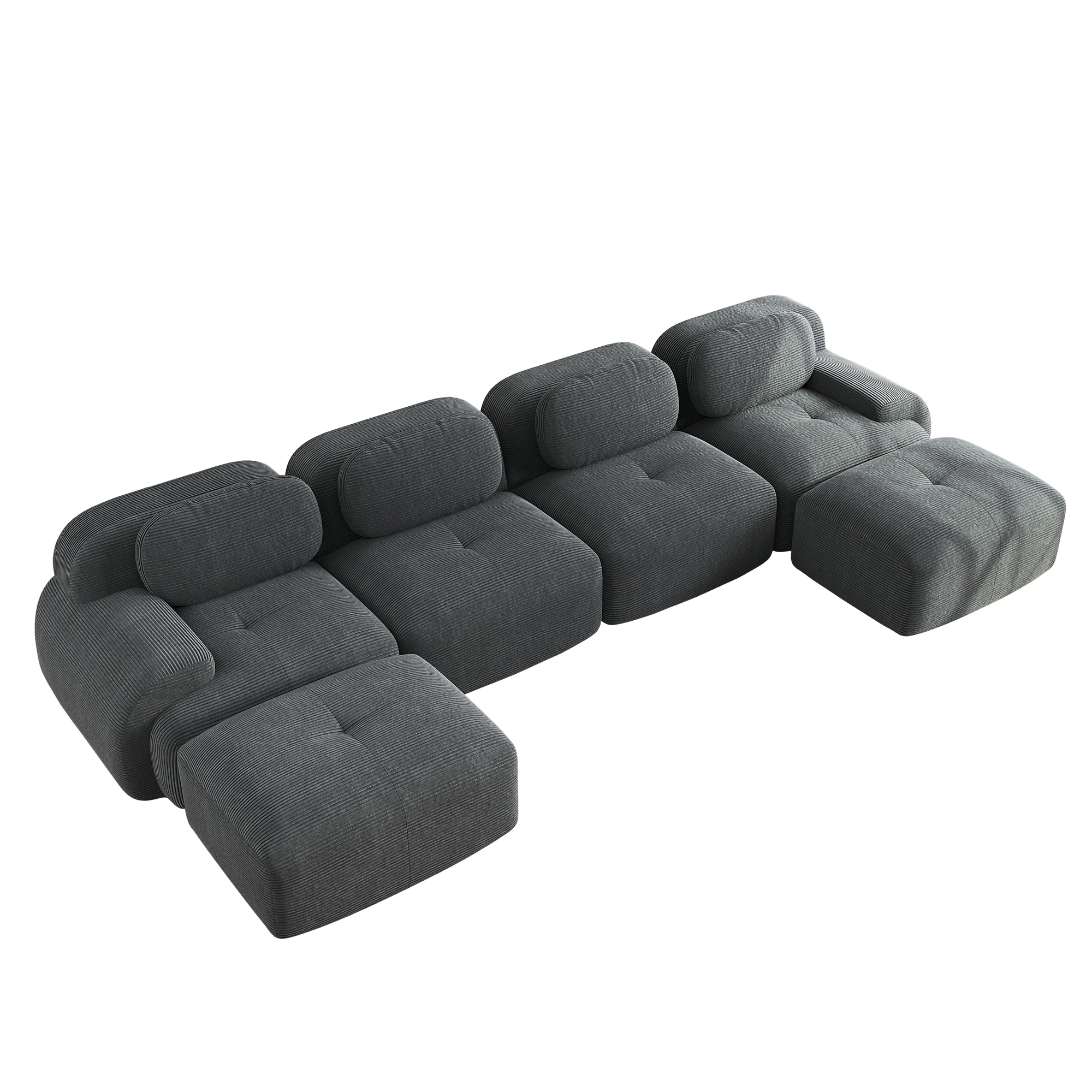 moduulisohva 4-paikkainen harmaa korduroi skandinaavinen ergonominen