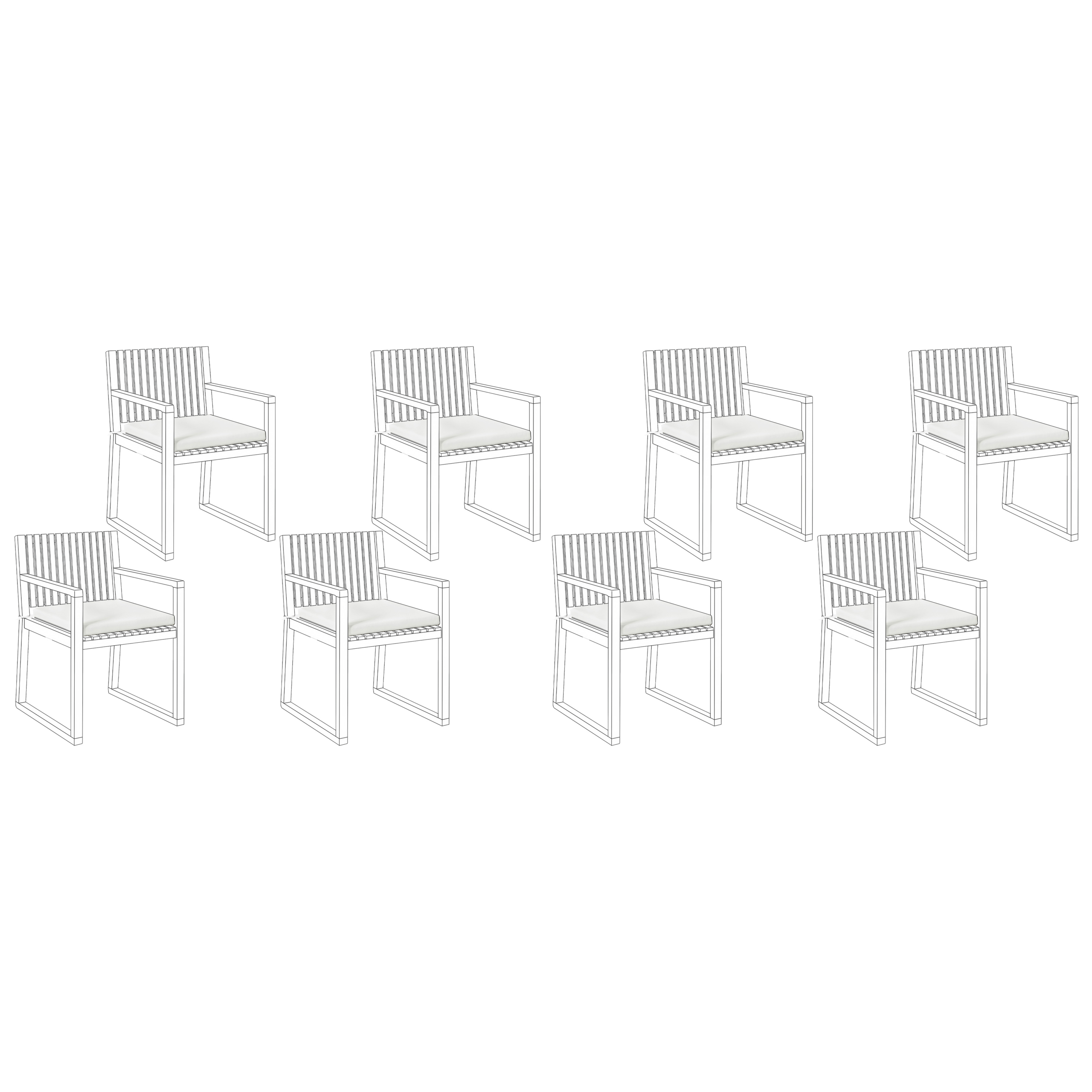 Puutarhatuolien istuintyynysetti 8 kpl SASSARI PREMIUM 46 x 46 cm Luonnonvalkoinen