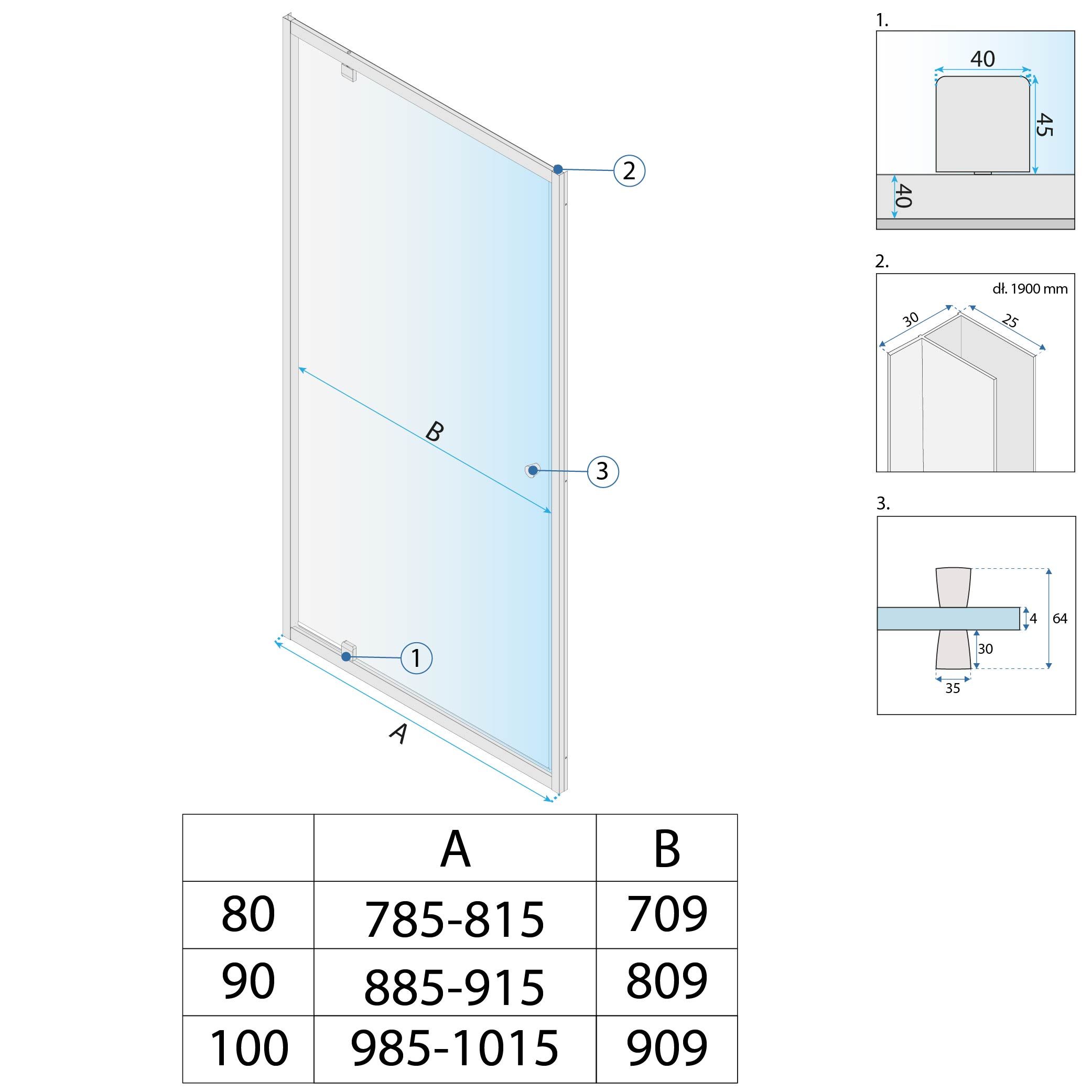 REA suihkuovi PRIMO SWING 80 kromi, 0,6X80X190CM