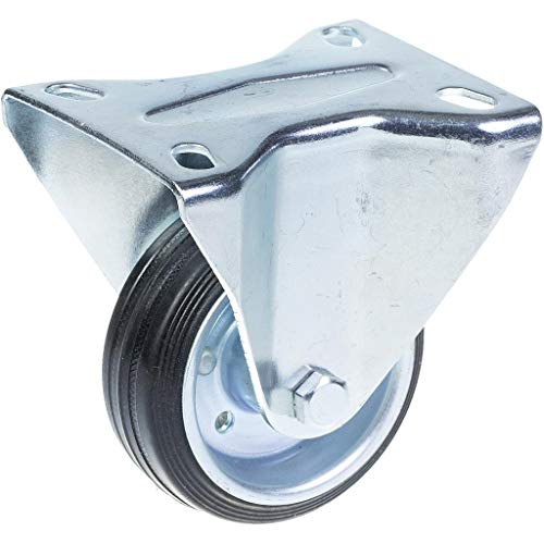 80 mm:n kiinteä kääntöpyörä, jossa on musta kumi puristetun teräksen keskipyörällä.