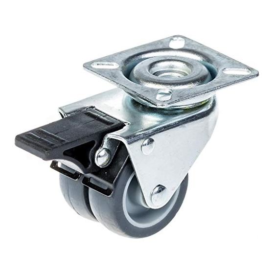 50mm 2" kaksipyöräinen harmaa kumipyörä, jarrullinen 70kg kapasiteetti