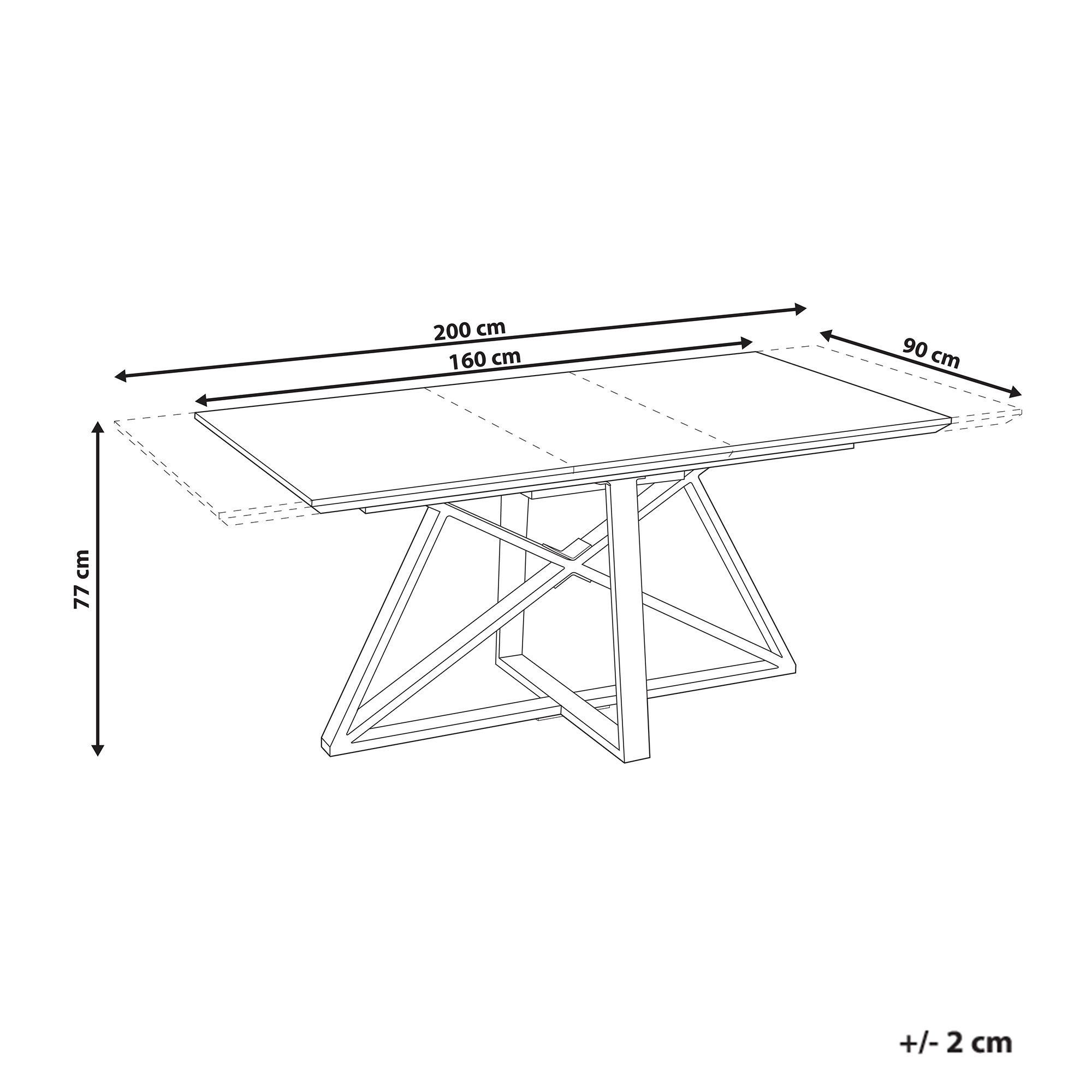 Jatkettava ruokapöytä MAXIMUS Valkoinen marmorikuvio 160/200 cm 90 cm