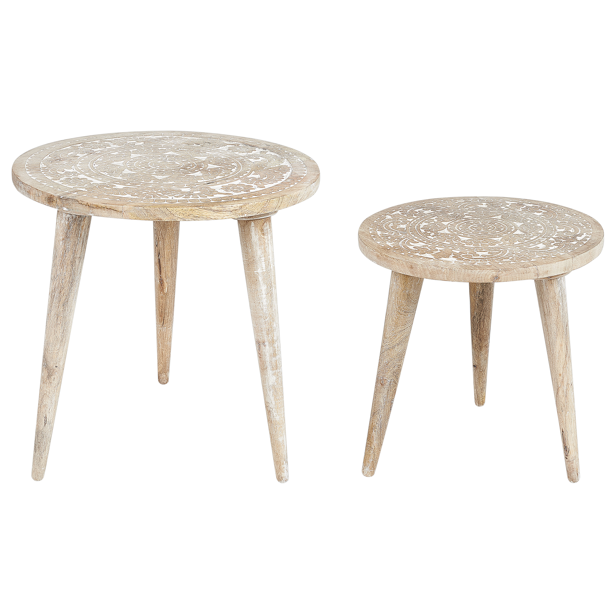 Sivupöytäsetti 2 kpl UDAY mangopuu Valkoinen