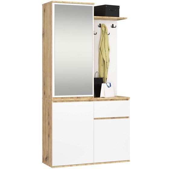 Akord Eteiskalustesarja Entro Artisan-tammi/Valkoinen 95x35x183