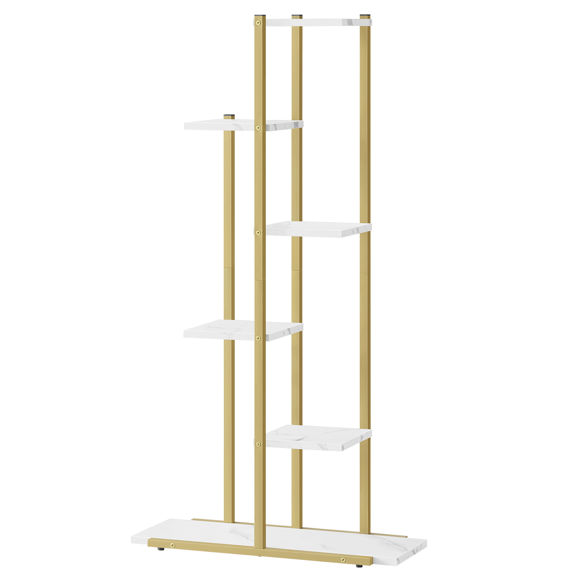 6-hyllyinen kukkateline - marmori / kultaiset jalat