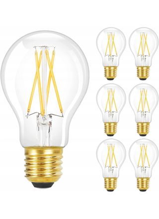 NETTLIFE 6 kpl E27 LED - lamppuja, lämmin valkoinen, A60, vintage, 4 W, 2700 K, Edison - filamentti, retroenergiansäästölamppu kotikäyttöön