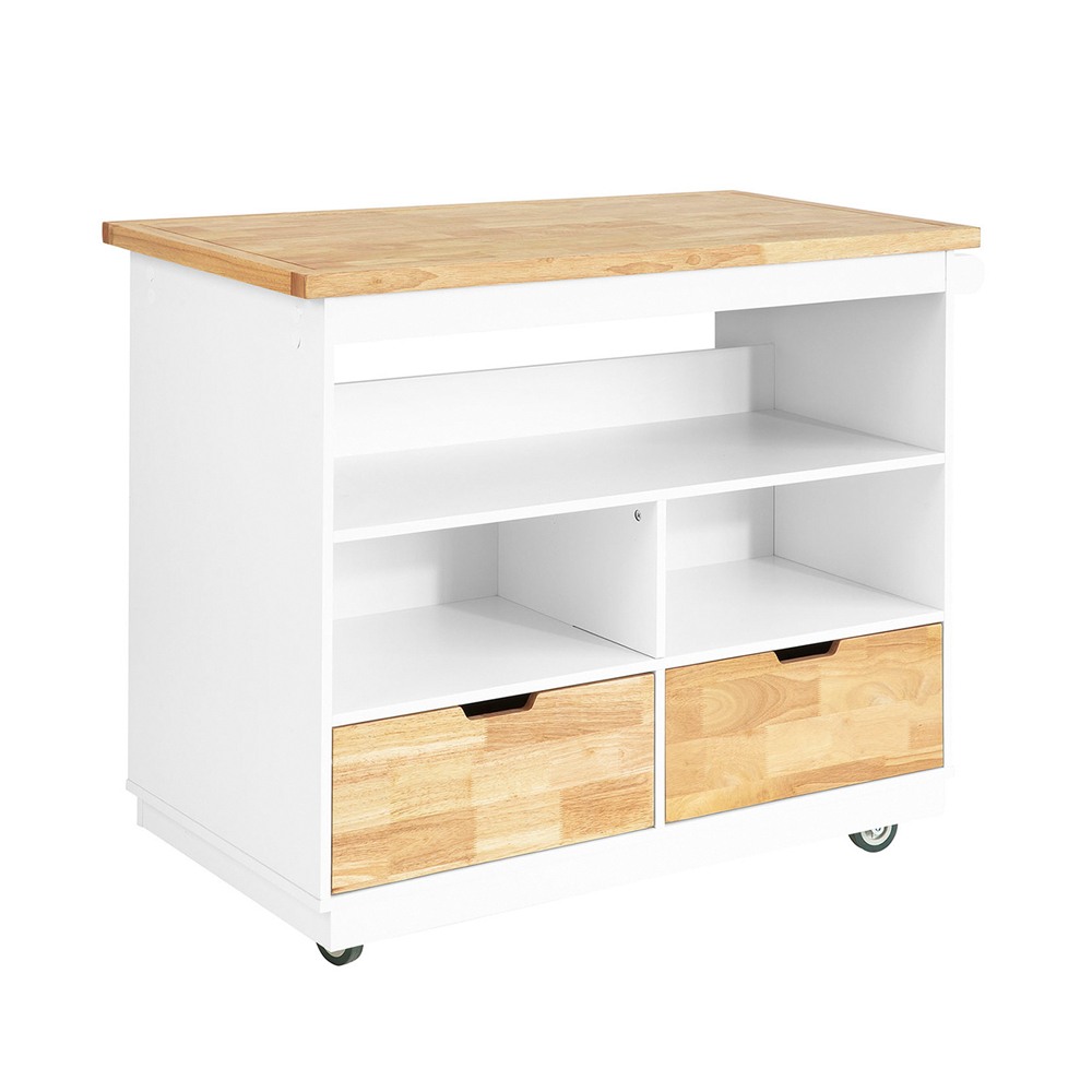 SoBuy Keittiösaareke pyörillä puukuitulevystä valkoinen 120x90x90 cm FKW107-WN
