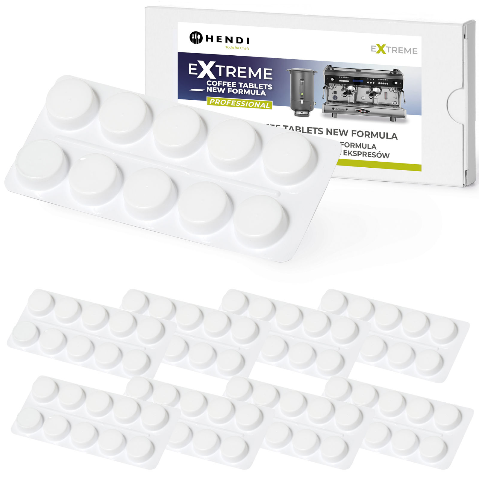 Tabletit vedenlämmittimien, termospullojen ja kahvinkeittimien puhdistukseen, 400 kpl. - Hendi 976647