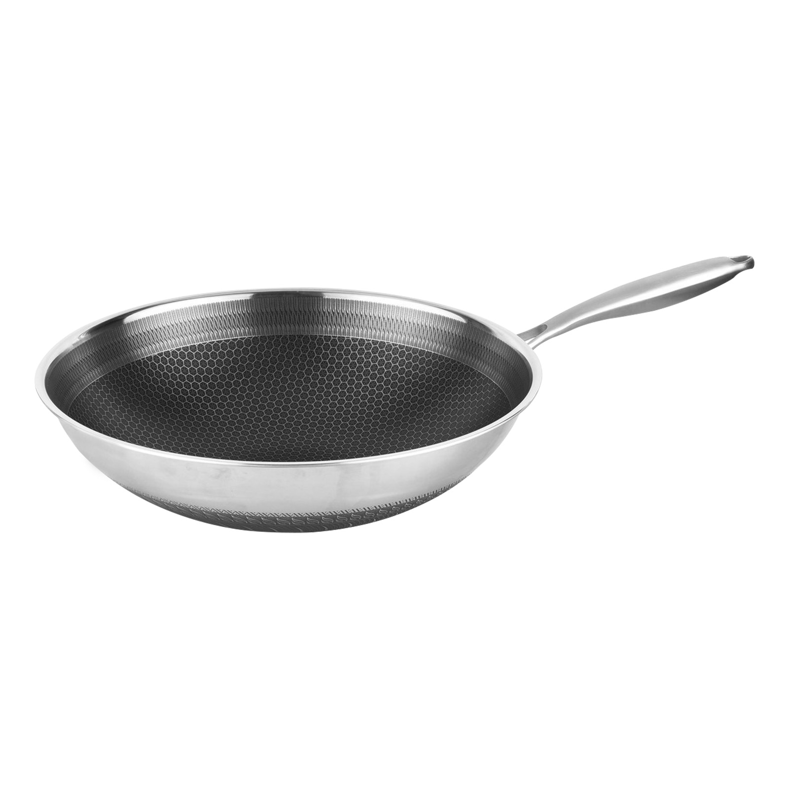 Premium Ruostumaton Teräs Wok-pannu Tarttumaton Hunajakenno Sisäpinta 32cm