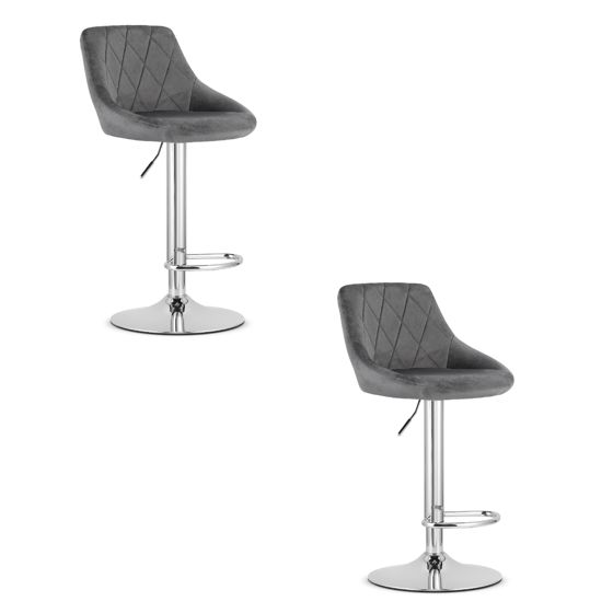 KAST-baarijakkara, harmaa sametti, kromattu jalusta (2 kpl)