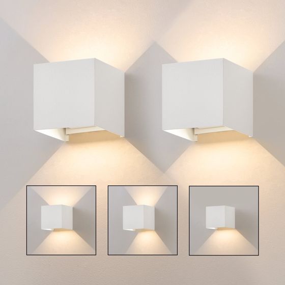 NETTLIFE 5W LED-seinävalaisin, 2 kpl - Ulko-/sisäseinävalaisin valkoinen, säädettävä kaksoissäde vedenpitävä IP65 230V 3000K