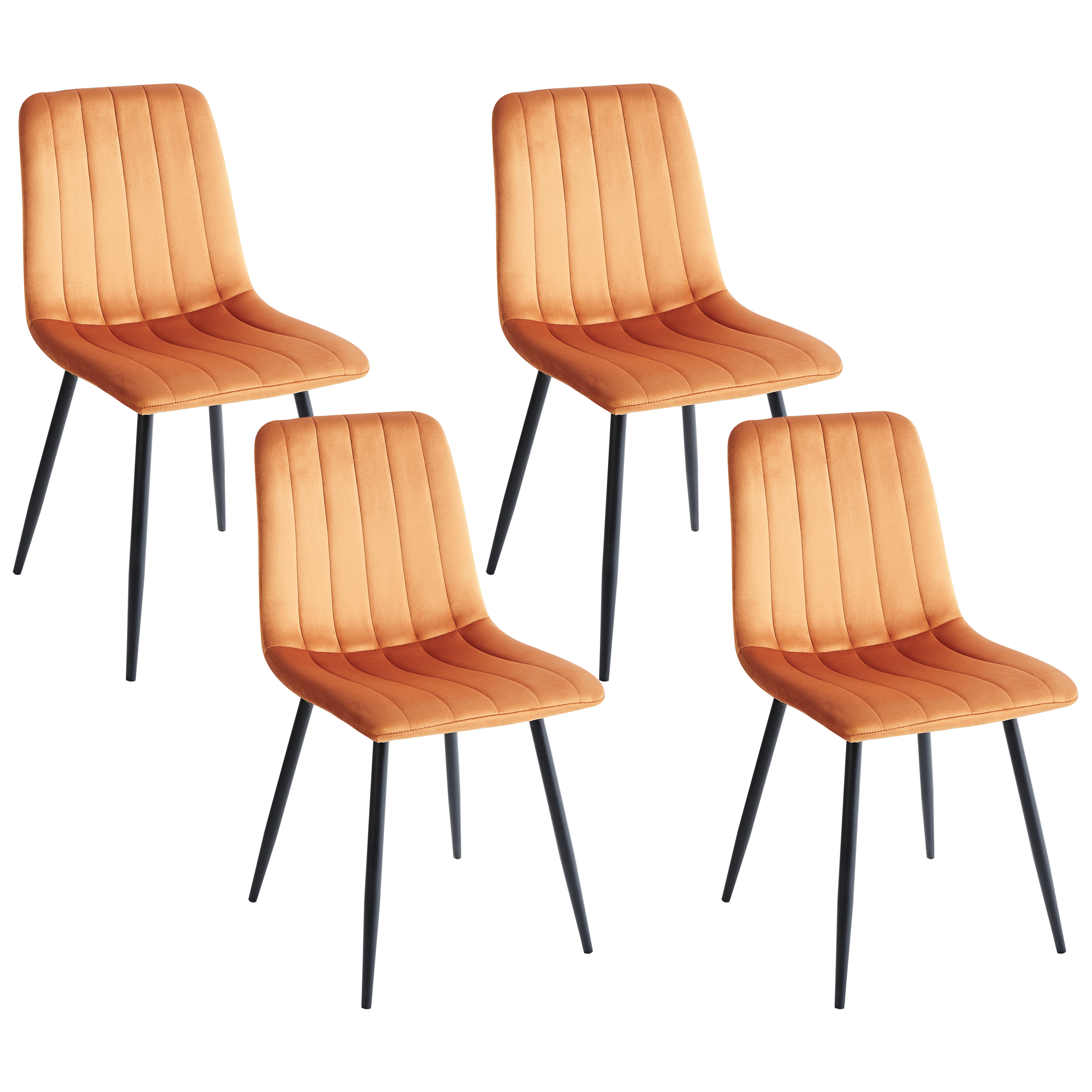 Ruokatuolisetti 4 kpl KALISPELL sametti Oranssi