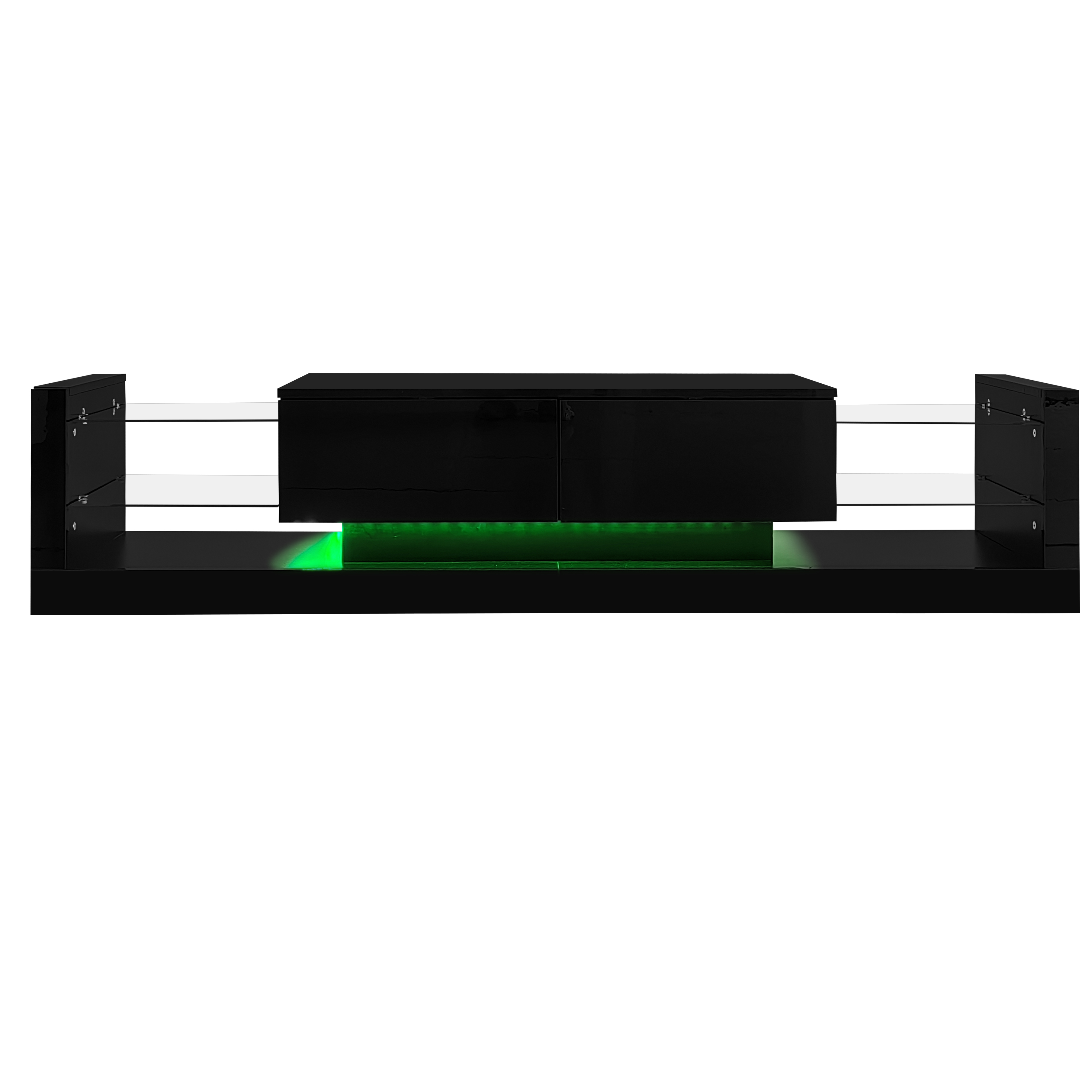 TV-taso 181x38x38 cm musta lastulevy säilytyksellä ja LED-valaistuksella
