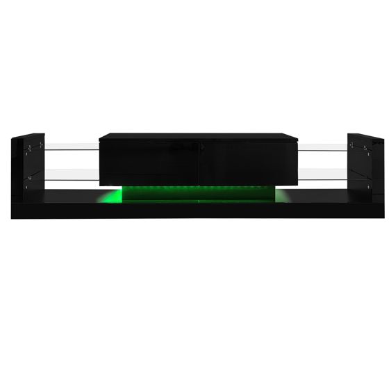 TV-taso 181x38x38 cm musta lastulevy säilytyksellä ja LED-valaistuksella