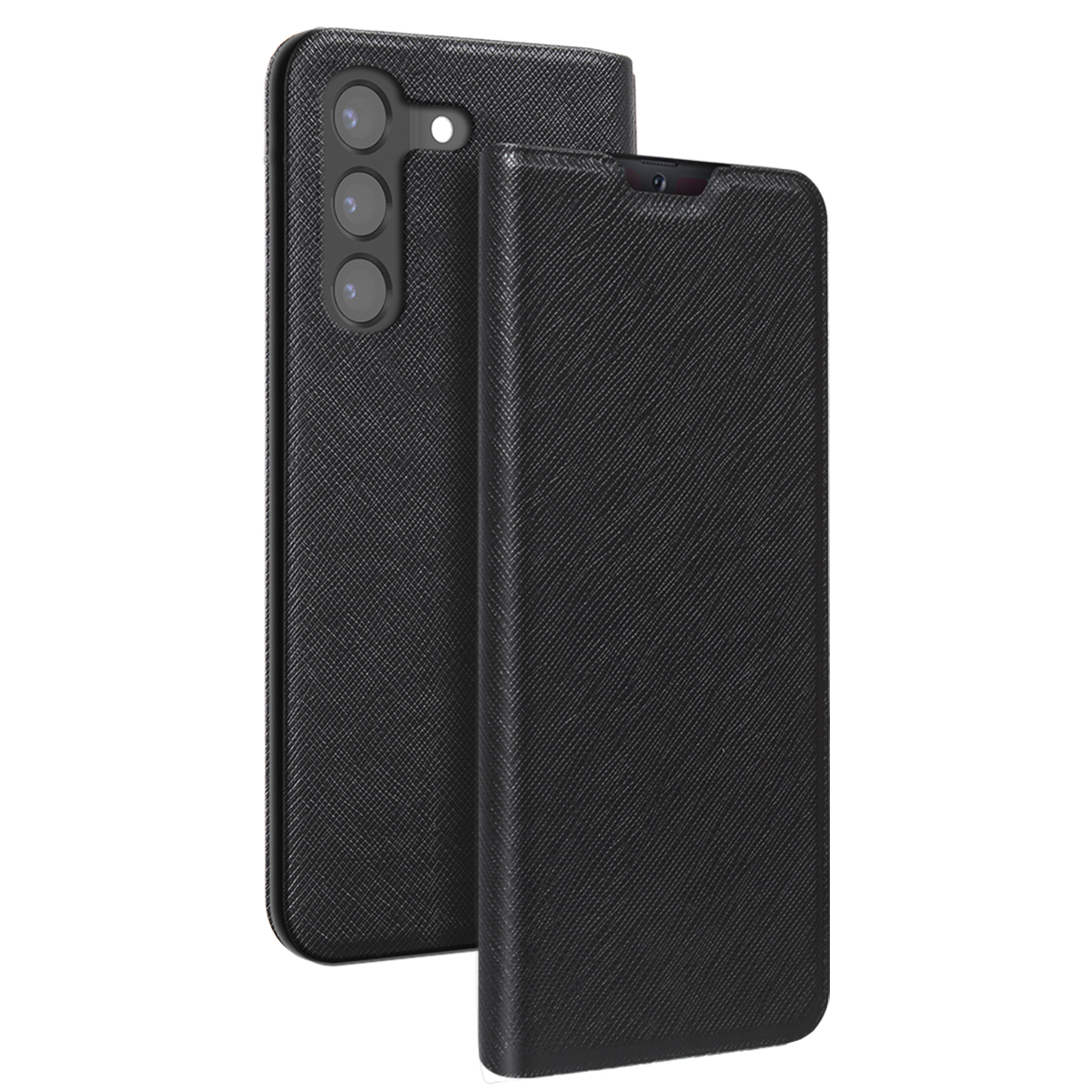 Kotelo Galaxy S22 Plus -puhelimeen Saffiano-efektillä, jalustatoiminnolla ja korttipidikkeellä