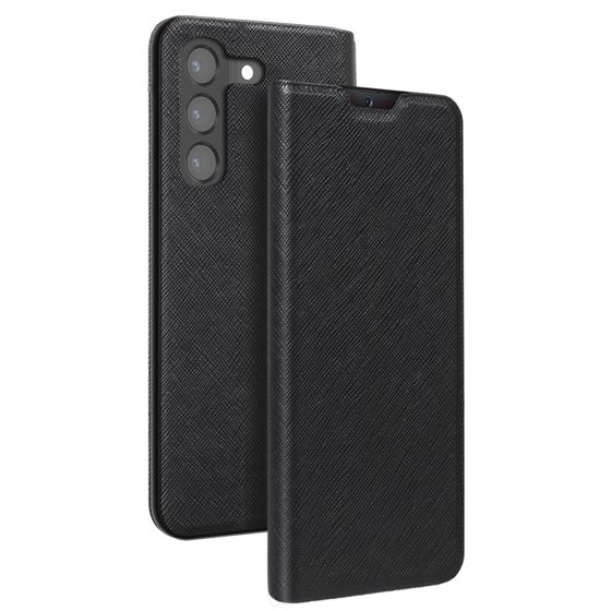 Kotelo Galaxy S22 Plus -puhelimeen Saffiano-efektillä, jalustatoiminnolla ja korttipidikkeellä