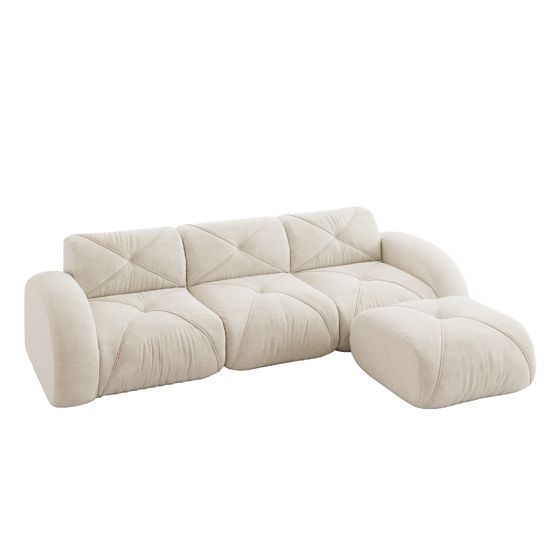 moduulisohva 3-paikkainen vaaleanbeige chenille moderni säädettävä