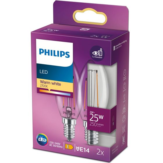 2 kpl LED E14 Crown 2W (25W) Kirkas 250lm