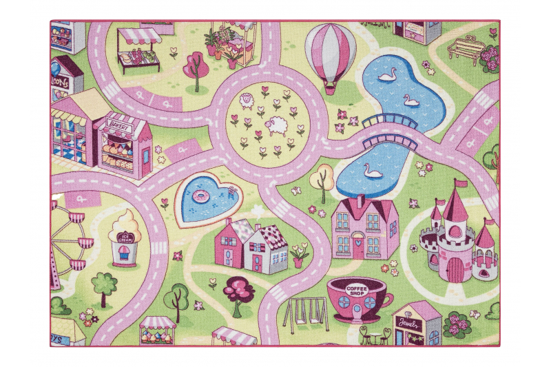 REBEL ROADS MATTO Sweet town 26 Makeiset, luistamaton lapsille - pink / vihreä 95x200 cm