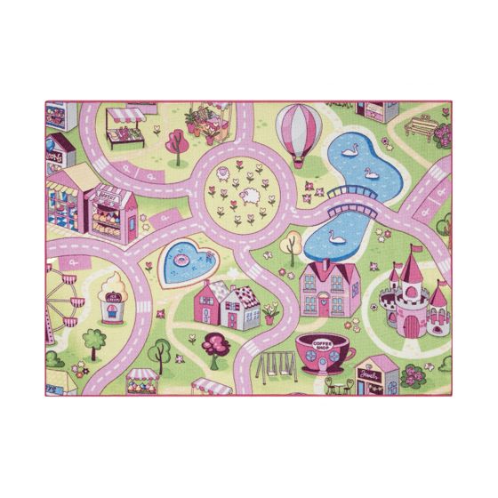 REBEL ROADS MATTO Sweet town 26 Makeiset, luistamaton lapsille - pink / vihreä 95x200 cm