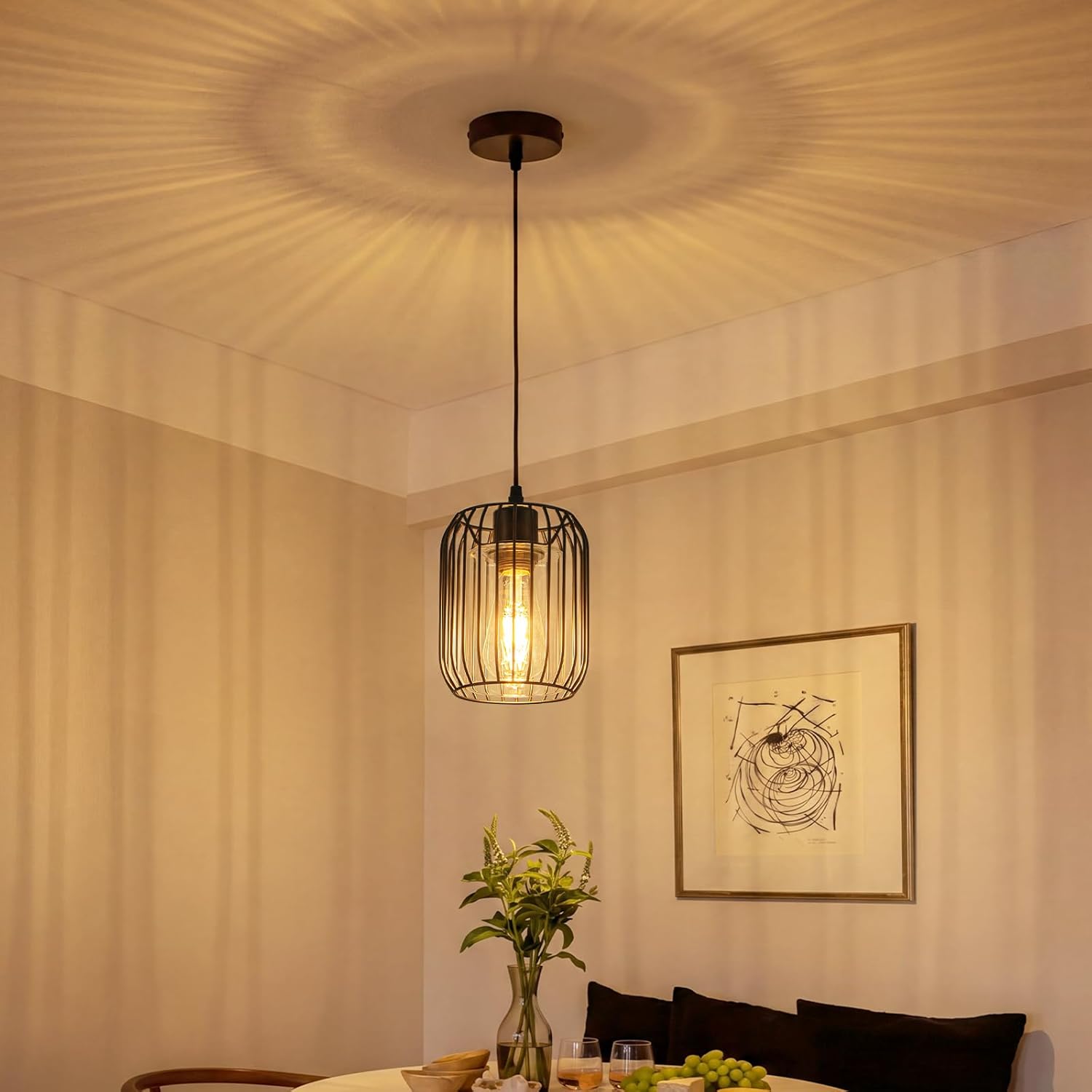 NETTLIFE Vintage musta riippuvalaisin E27, teollinen kattokruunu lasivarjostimella, riippuvalaisin ruokapöytään, keittiöön (polttimo ei sisälly)