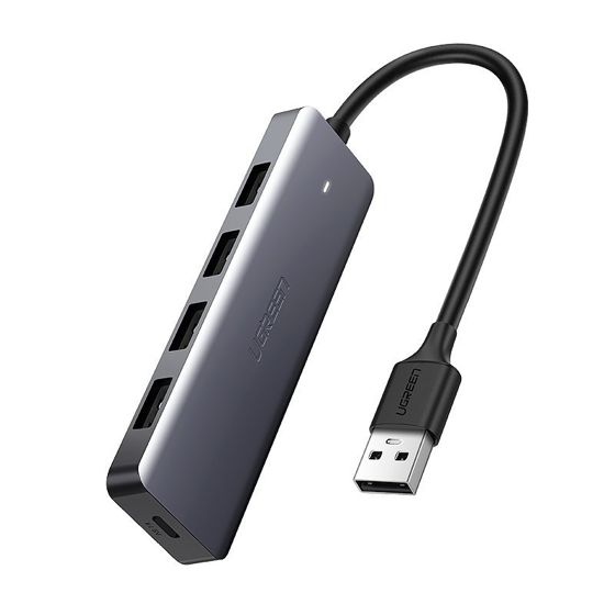 HUB USB-porttijakaja - 4x USB 3.2 Micro USB -virtaportilla, harmaa