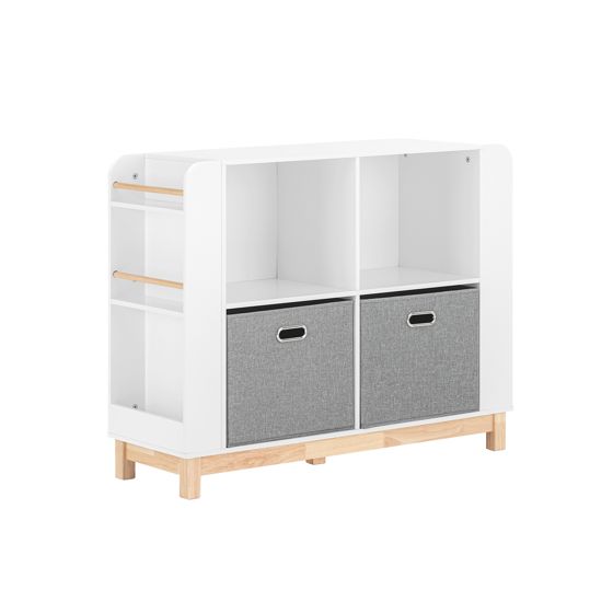 SoBuy Lasten kirjahylly KMB85-W luonnonvalkoinen kangaskassi