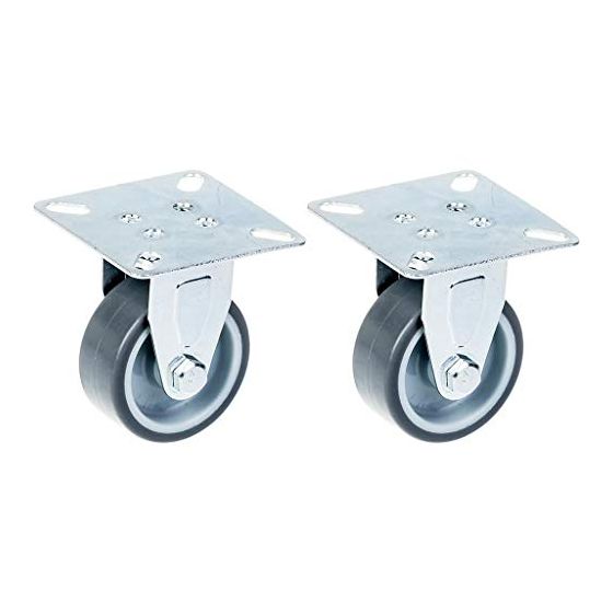 50mm 2" pyörä harmaalla kumirenkaalla, kiinteä, 80kg kantavuus, 2 kpl:n setti