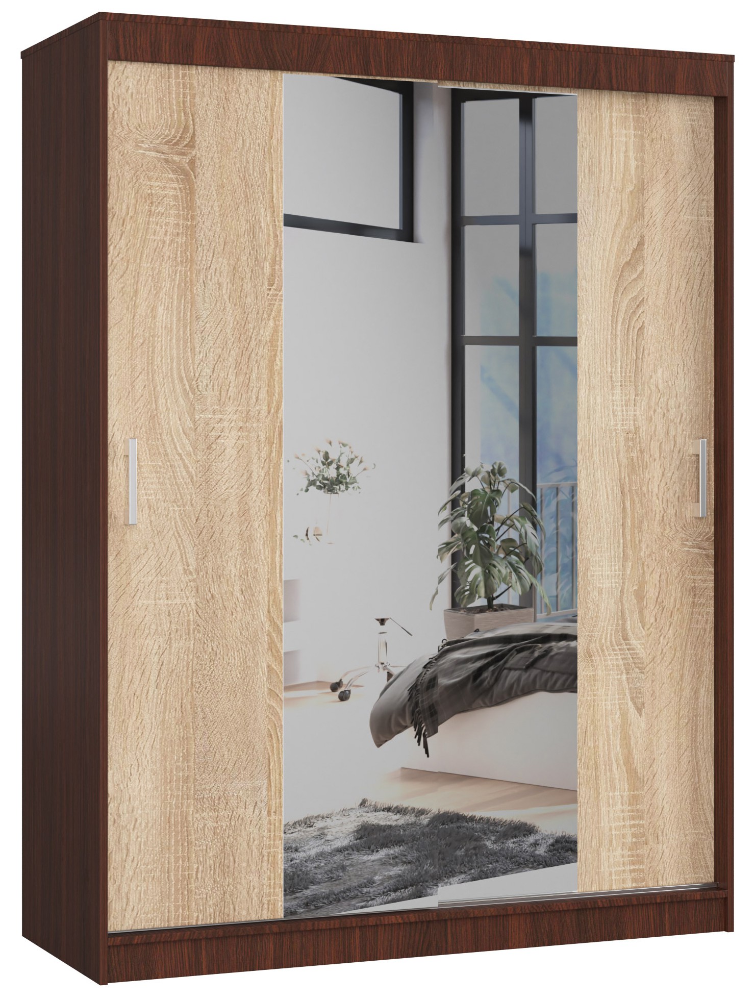 Akord Liukuovi Kaappi Wenge/Sonoma-tammi 150x60x200