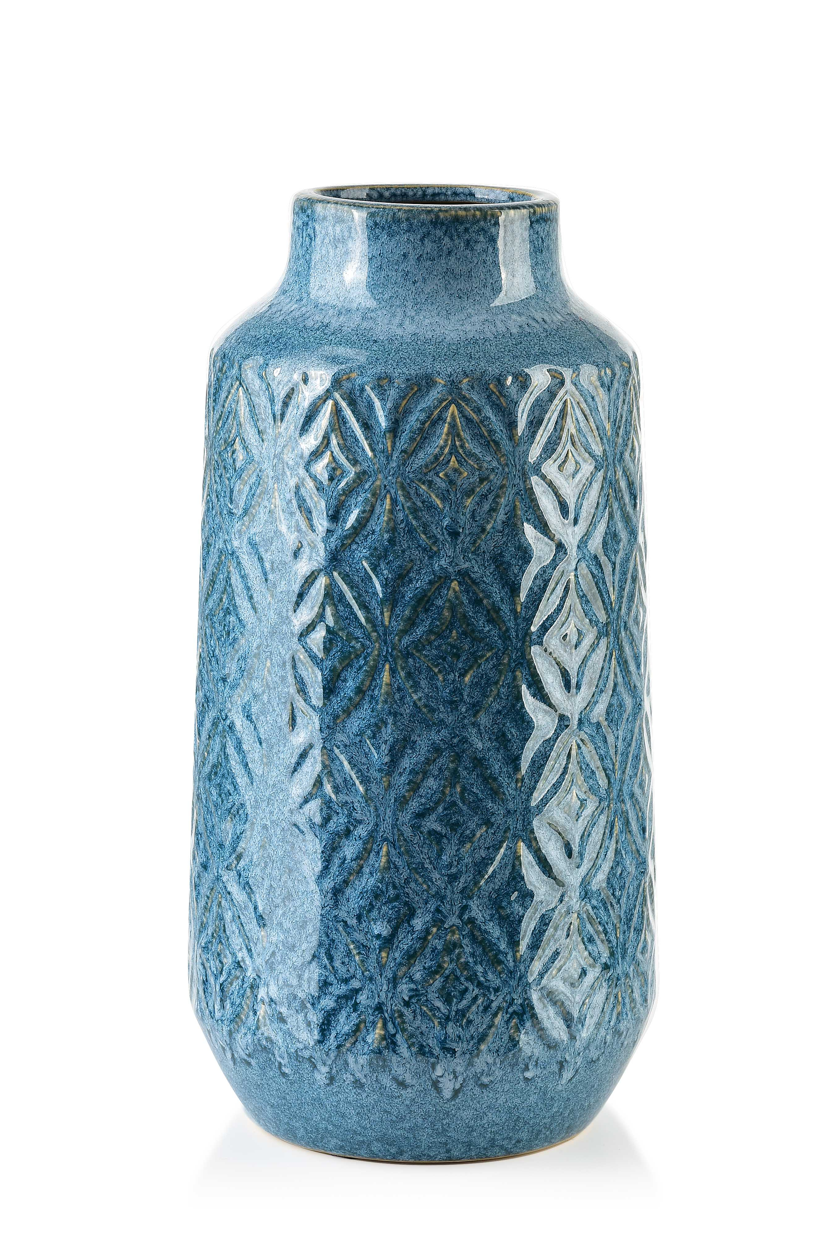 MONDEX Sininen keramiikkamaljakko, käsinmaalattu, 8,5 x 31 cm