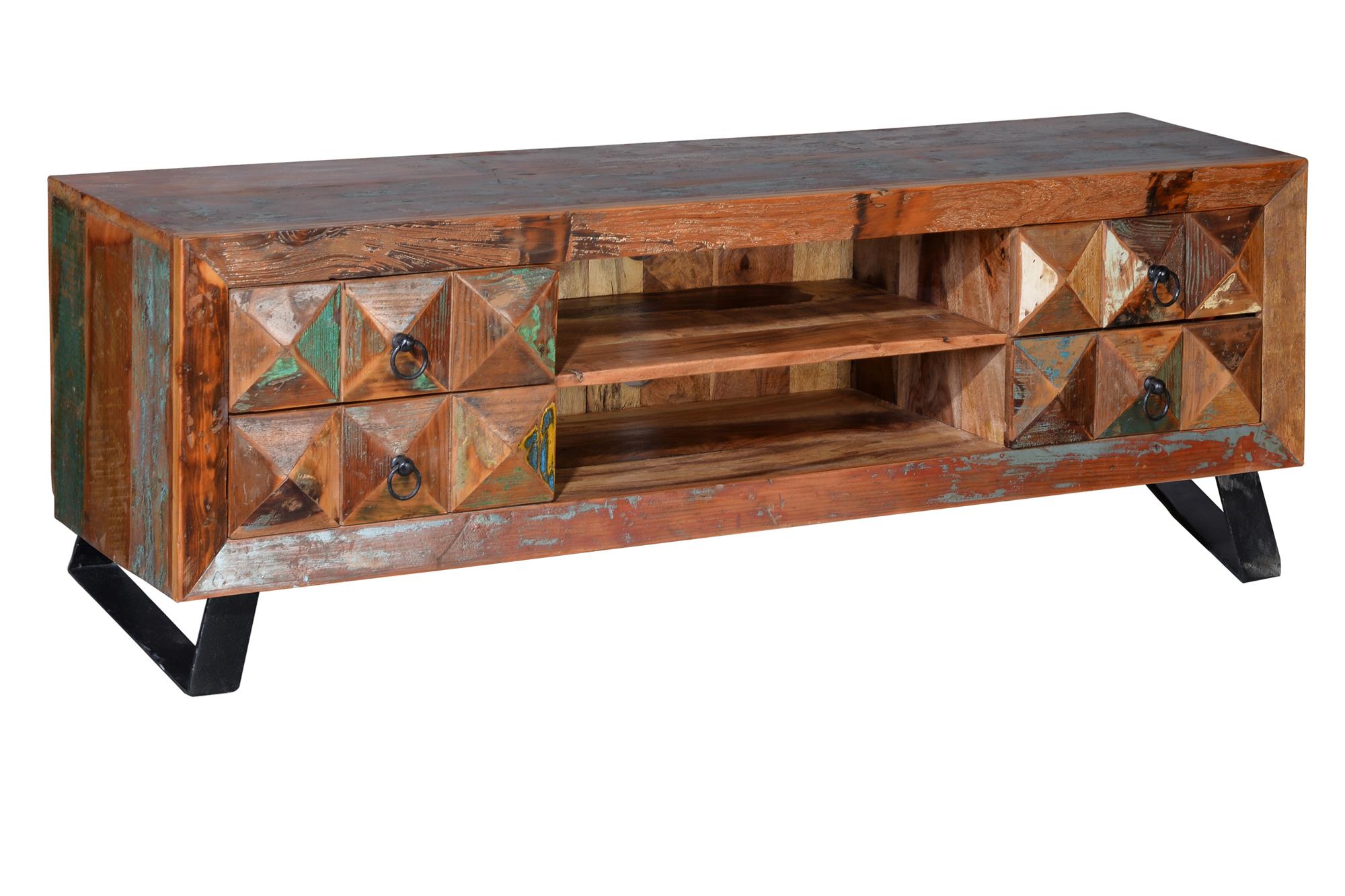 TV-taso kierrätyspuusta, monivärinen